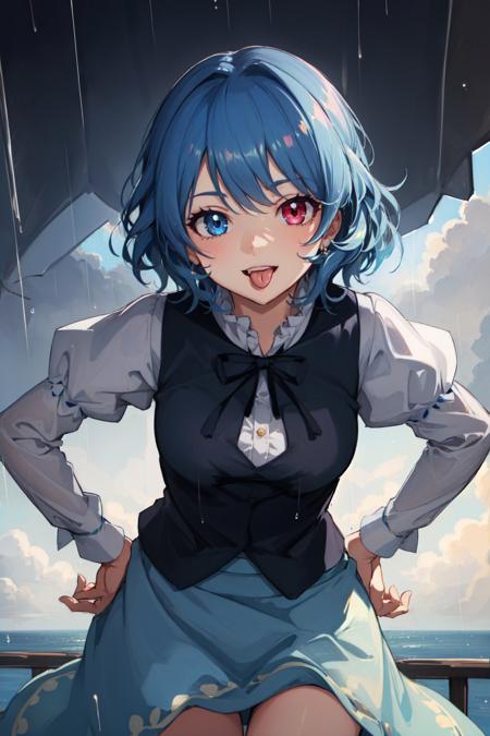 00014-1061342119-(masterpiece, best quality_1.2), , cloudy, raining, foggy, cowboy shot, solo, 1girl, tatara kogasa, smile, tongue out, looking a.jpg